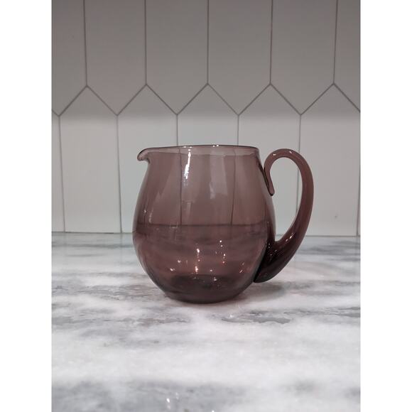 Amethyst Glass Pitcher Blenko Inspired, Vintage Hand Blown Art, 6" H, Home Decor - Picture 1 of 10